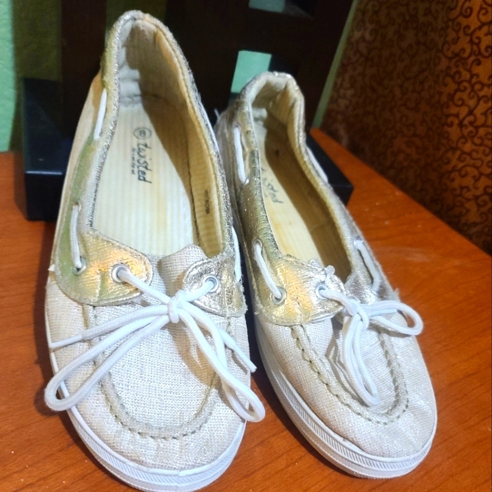 Twisted Champion 70 Gold Shimming Slip-on Shoes